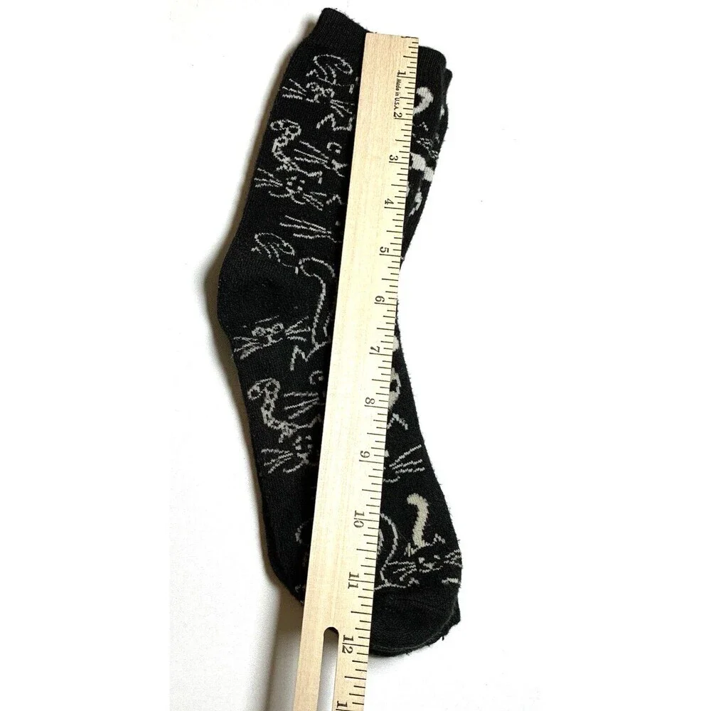 Vintage Crazy Socks Kitten Cats Graphics Black and White Large